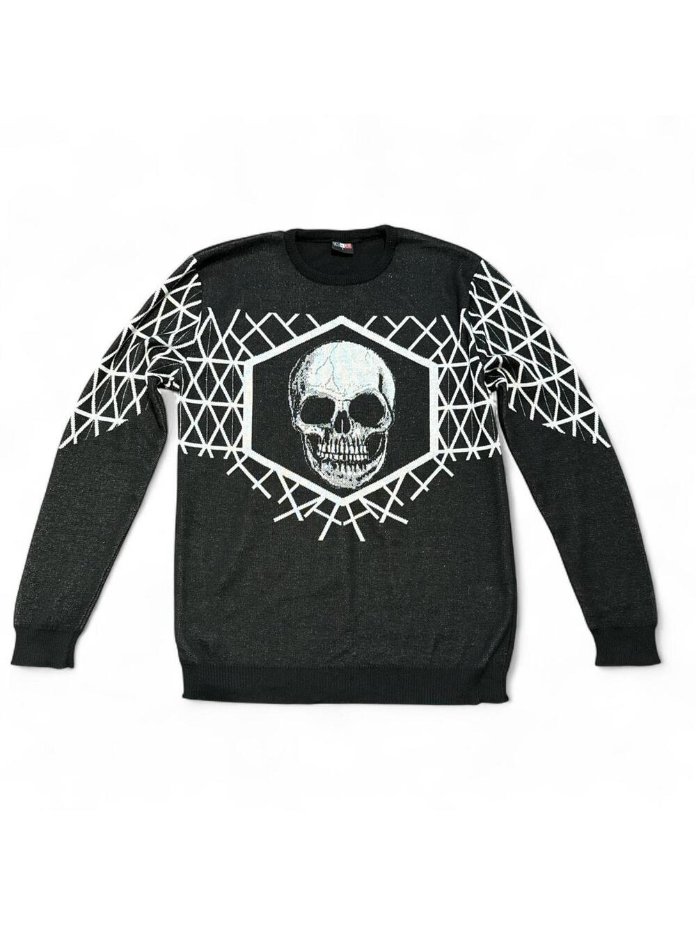 Pristine Men's Ce & Ce Skull Sweater in Charcoal Grey sz Large